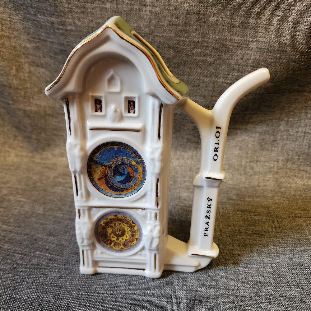 Karlsbad Karlovy Vary Orloj Clock Replica Porcelain Sipping Cup